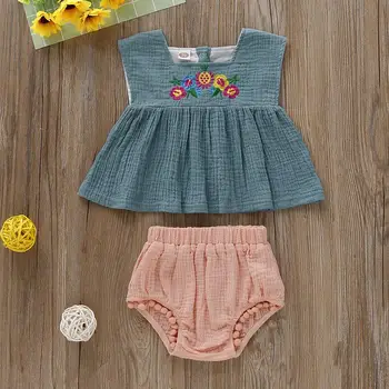 

Newborn Baby Girl Clothes Sleeveless Tops Shorts 2pcs Outfit Set Summer Clothing Girl