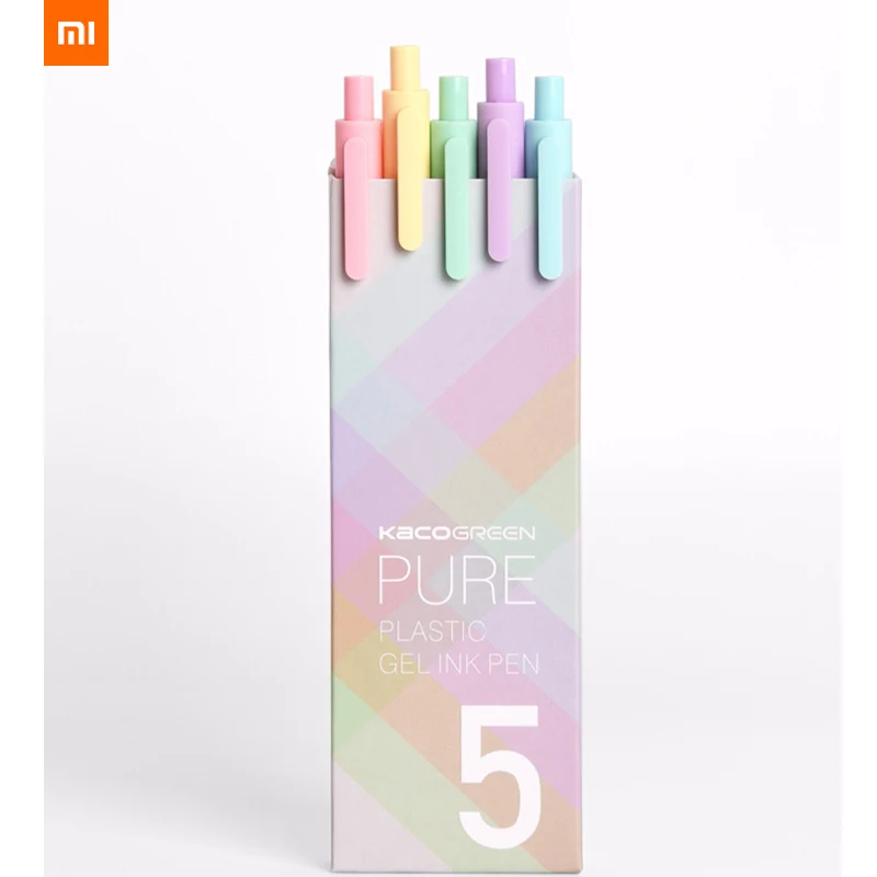 

newest xiaomi Kaco macarons candy color 5pcs colorful pen 0.5mm black ink Smooth Writing Durable Mi Signing pens