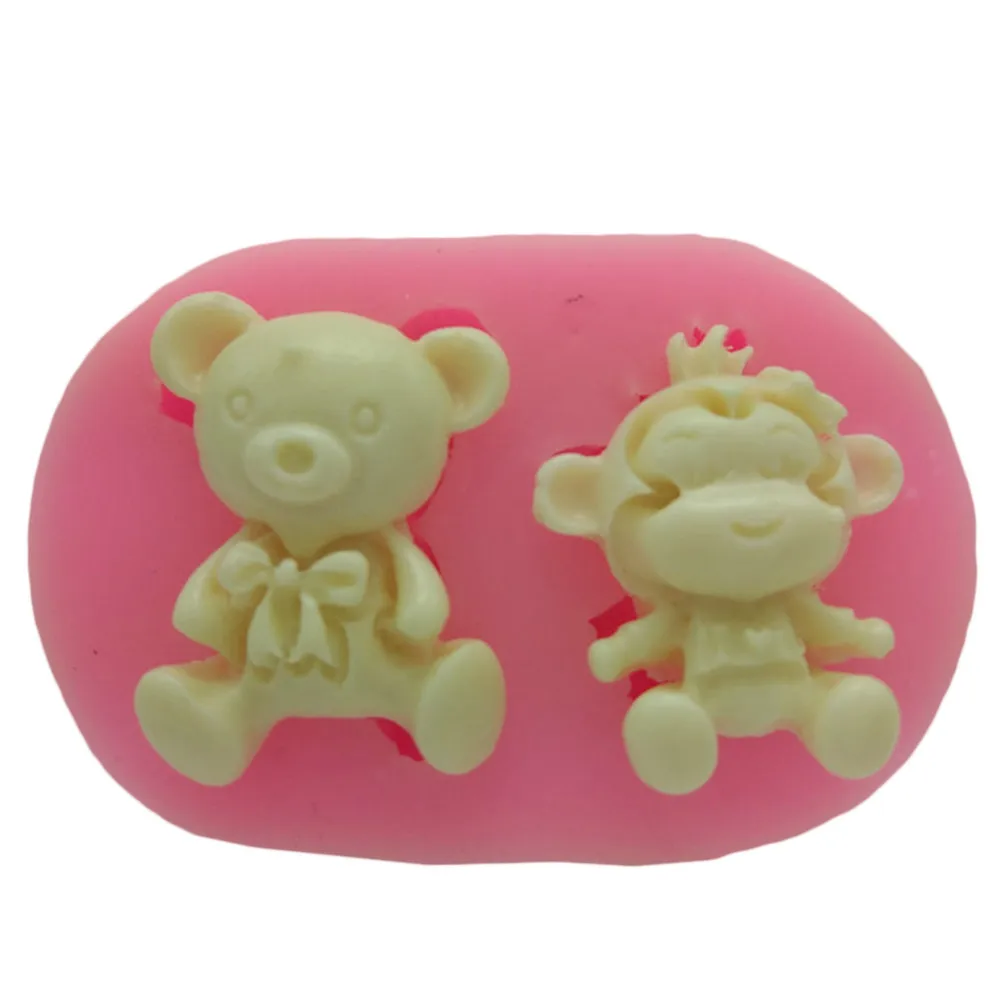 Мультфильм обезьяна и медведь моделирование силиконовые формы гибкие многоразовые DIY торт декоративные силиконовые формы для мыла