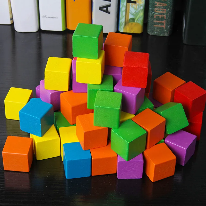 includes 34 Colour Cubes Activity Cards Cubes 2cm Wood Coloured 6 colours 