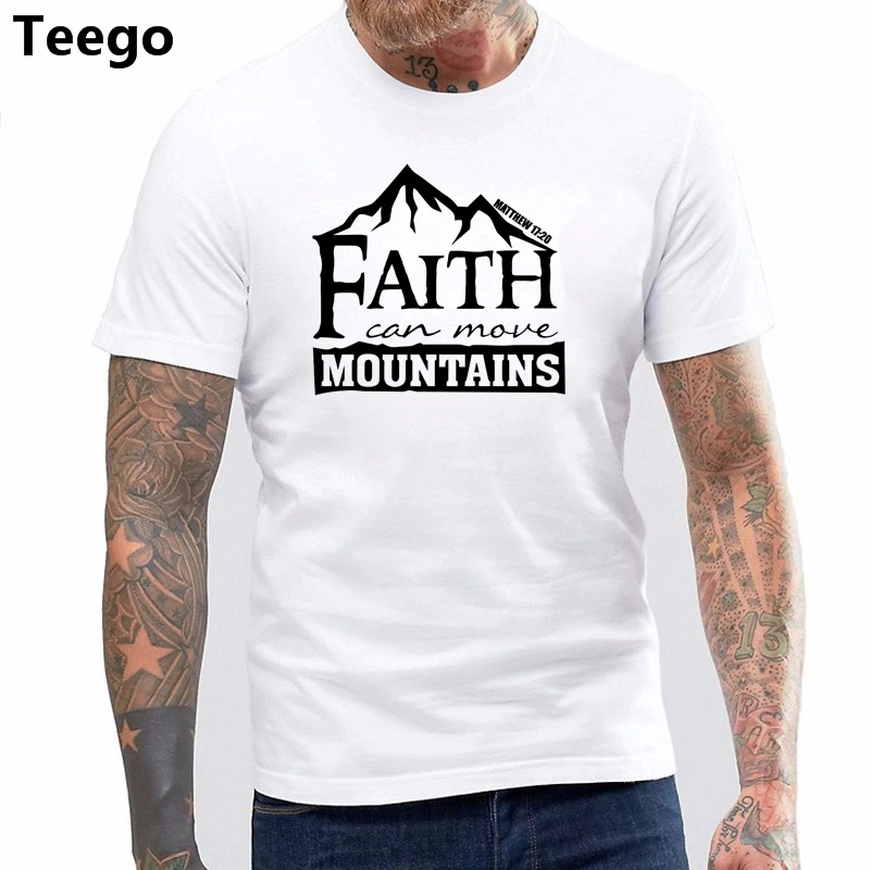 

Print T Shirt Fashion Short Sleeve Faith Can Move Mountains - Matthew 17 20 Christian T Shirt