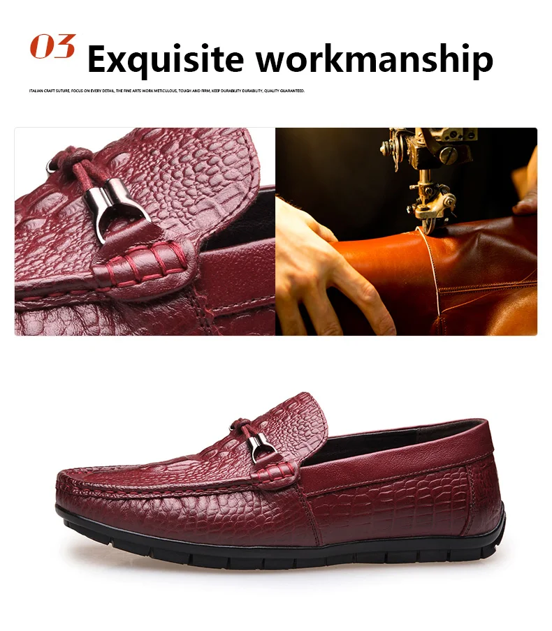 BIMUDUIYU; сезон весна-осень; модные мужские слипоны; Повседневная обувь из натуральной кожи с узором «крокодиловая кожа»; Мужская дышащая обувь для вождения на плоской подошве