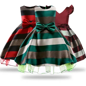 

2018 Hot Sale Kids Summer Bow Striped Princess Dress For Girls Infant Baby Reception WeddingChildren girls Clothes Girl Dress