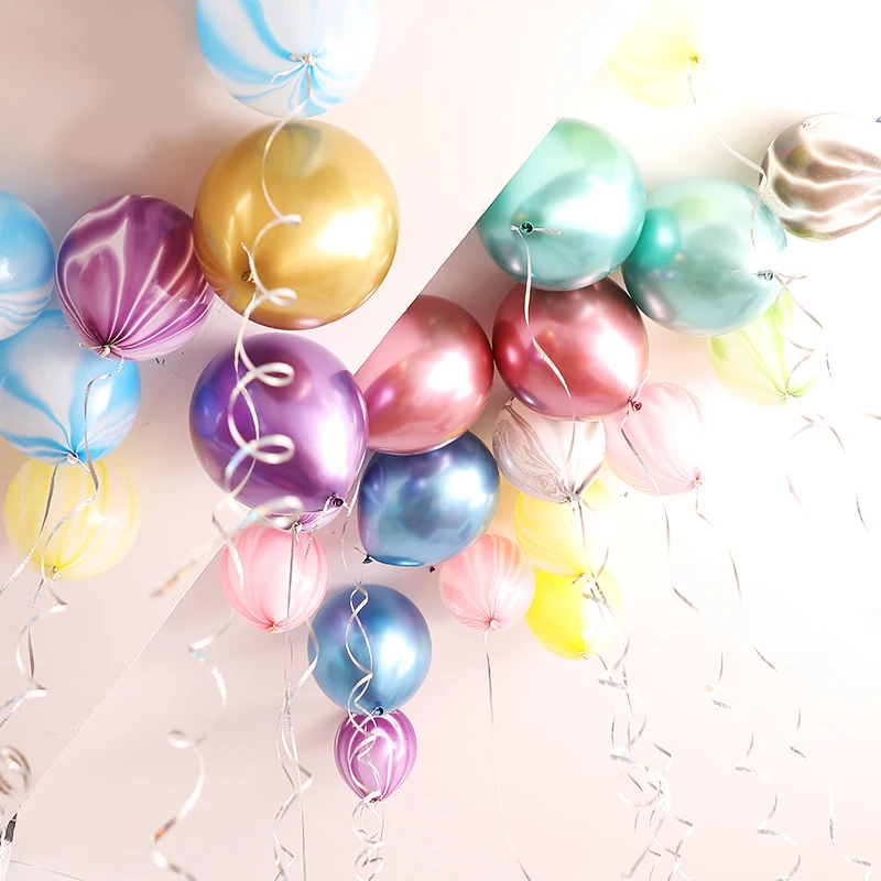 10 шт 12 дюймов мраморные шары из латекса цвета металлик красочные Агатовые шары детский душ свадьба день рождения украшения шары поставки
