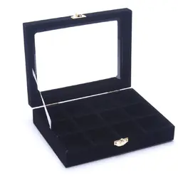 Новая 12 Сетка портативная коробка для ювелирных изделий Органайзер для хранения черного цвета коробка дисплей держатель Чехол ювелирные