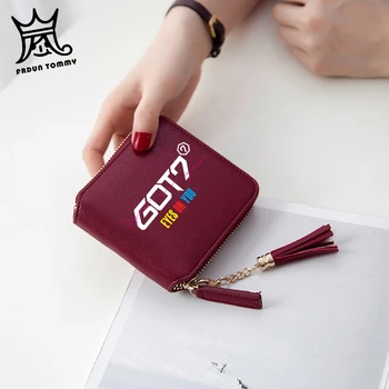 

frdun Tommy Got7 Wallet New album Eyes on you PU Leather Wallet Kpop Short Zipper Card Wallet 3D Stylish Mini Tassel Purses