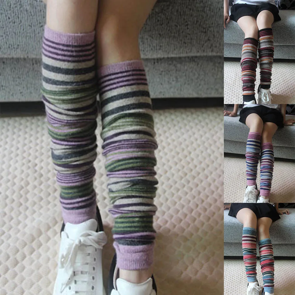 

Winter Useful Keep Warm Comfortable Socks Winter Patchwork Leg Warmers Cable Knit Knitted Crochet High Long Socks Leggings