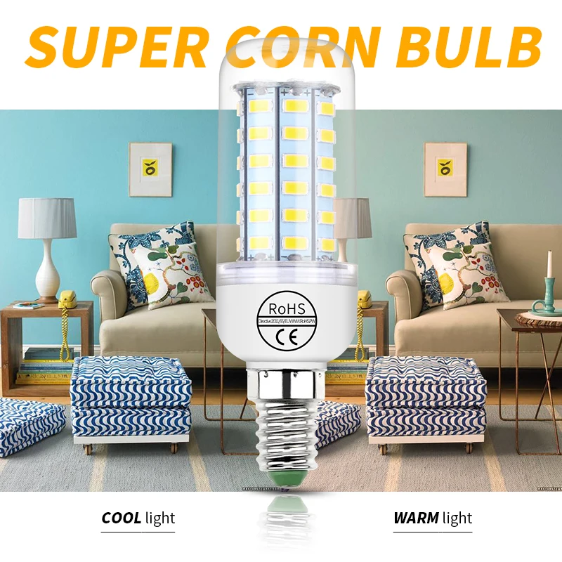 

220V Led Bulb E27 Corn Light Bulb E14 Bombillas LED Candle Light SMD5730 24 36 48 56 69 72LEDs Energy Saving Lamp for Home 240V