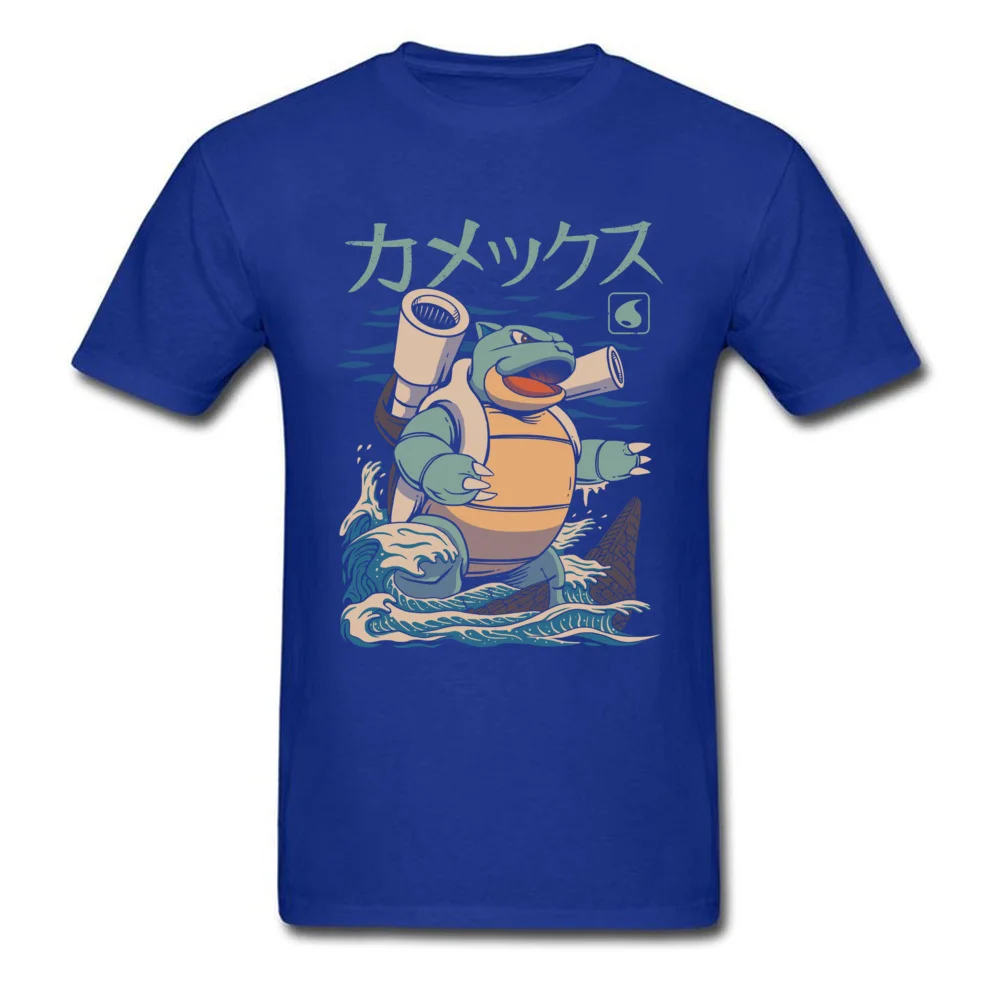 Water Kaiju Cotton Fabric Tops Shirts for Students Print T Shirt Casual Graphic Round Collar Sweatshirts Short Sleeve Water Kaiju blue