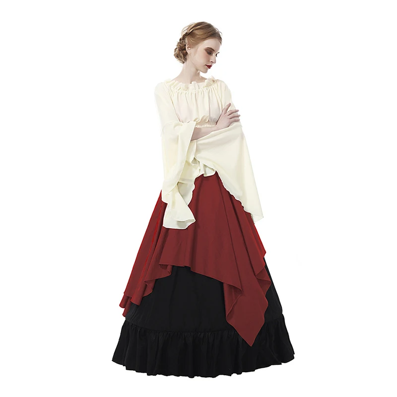 

Cosplay Costumes Halloween Party Middle Ages Retro Long Skirt+Top,Woman Court Costume Maid Performance Stage Costume ,SC22
