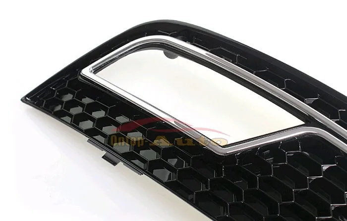 Глянцевый черный+ хром Honeycomb переднего бампера противотуманные фары крышка решетка радиатора часть для Audi A4 S4 RS4 B9 2013