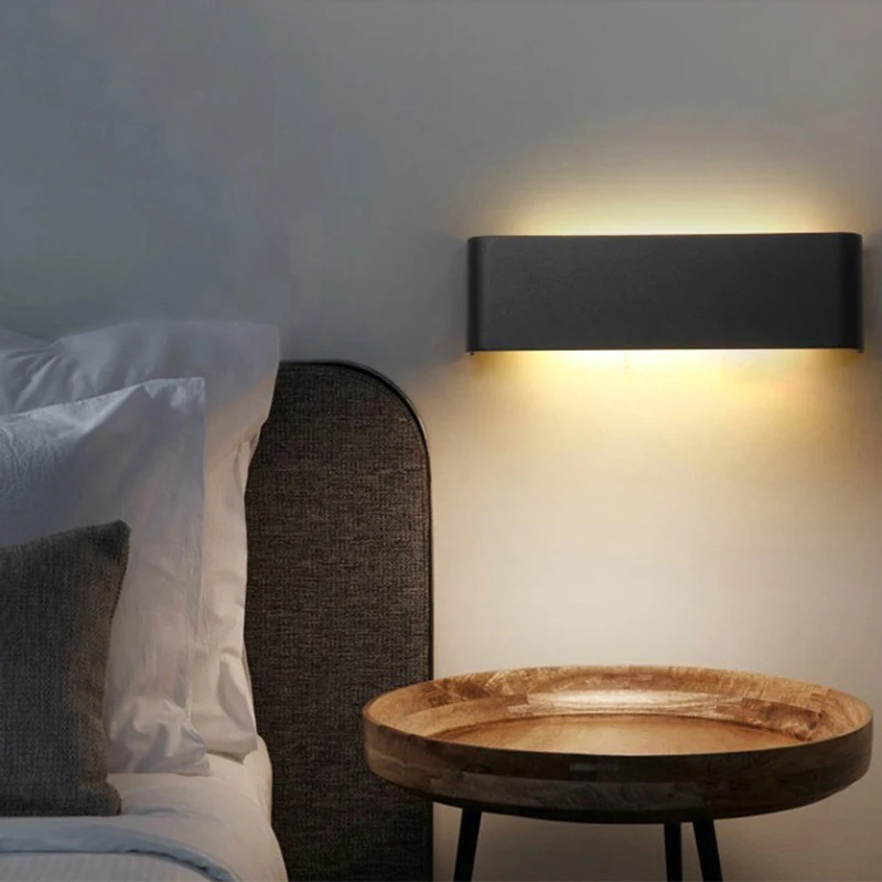 Современный светодиодный минималистичный светильник с алюминиевой полосой, настенный светильник, зеркальный светильник для ванной комнаты, настенный светильник, прикроватный светильник для спальни, креативный AC85-265V