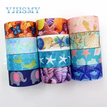 

YJHSMY G-18925-1198,25 mm,5 yards Ocean series conch shell Ribbons Thermal transfer Printed grosgrain,DIY Clothing accessories