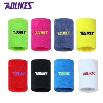 Aolikes 1Pcs 8 Kleuren Gym Yoga Katoen Zweet Polsbandjes Sport Pols Brace Ondersteuning Zweetband Voor Tennis Badminton Running