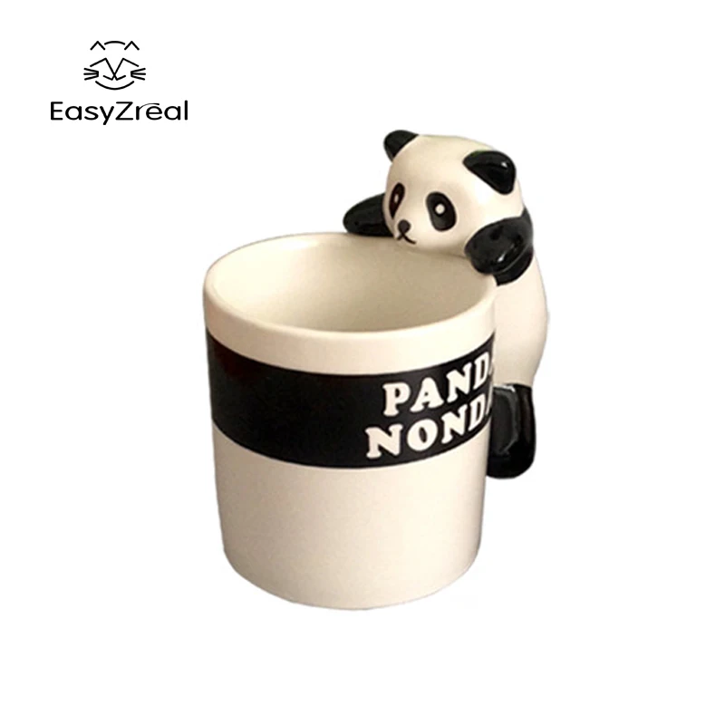 EasyZreal милый мультфильм 3D панда кружка керамическая кружка с животными молоко Nonda кофе тацца чай таза КОПО домашний офис посуда для напитков подарки tasse - Цвет: Черный