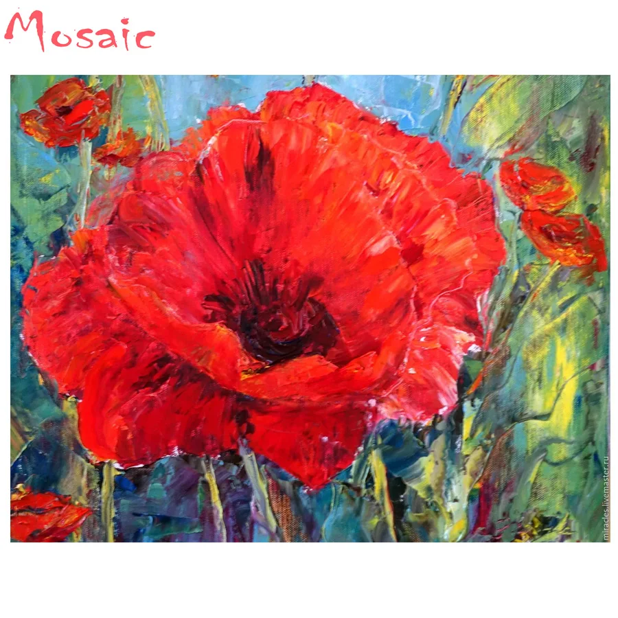 Full Square Drill 5D DIY Diamond Painting red poppy 3D ...