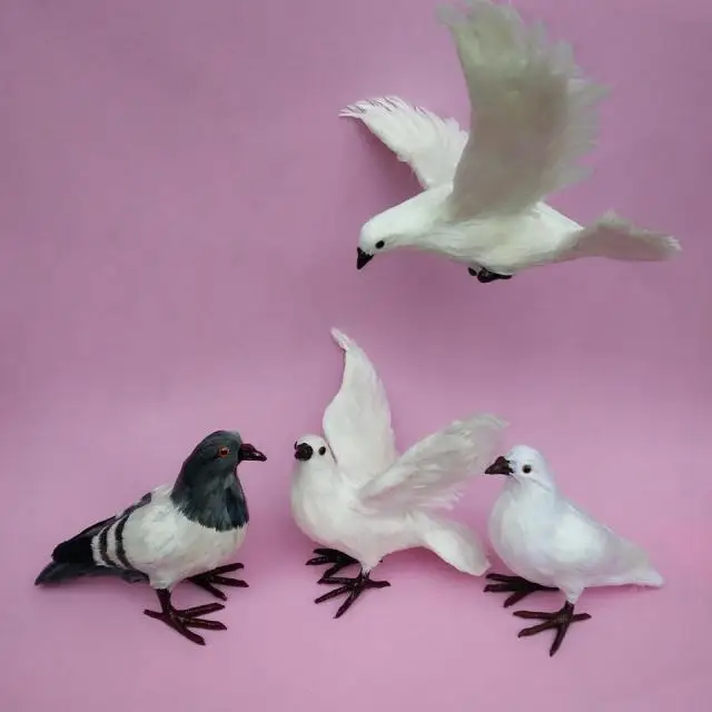 artificial dove bird plastic&furs feathers peace bird model handicraft