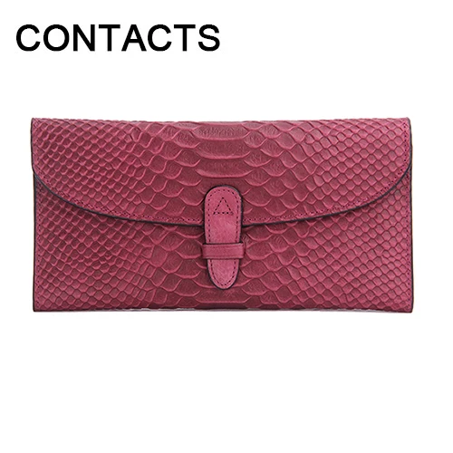 Женский кошелек-клатч из натуральной кожи со змеиным узором, сумка для мобильного телефона, съемный дизайн, кошелек на молнии, держатель для карт, кошелек для путешествий - Цвет: Red