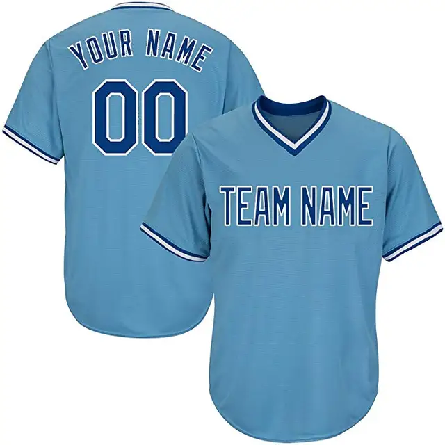 Custom V Neck Replica Stripe Baseball Jersey with Embroidered Any Team