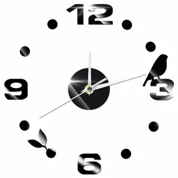 

Digital Number DIY Wall Clock Quartz Mute Decorative Clock Kitchen Home Decor Self-adhesive Acrylic Wall Sticker Birds