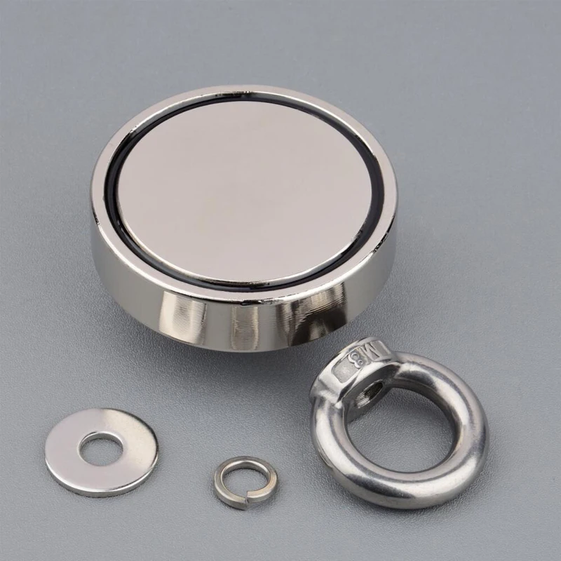 Billig 200Kg Design Magnet Starke N52 Neodym Permanent Magnet 60mm Angeln Magneten mit Ring Super Imanes Magnetische Material Basis