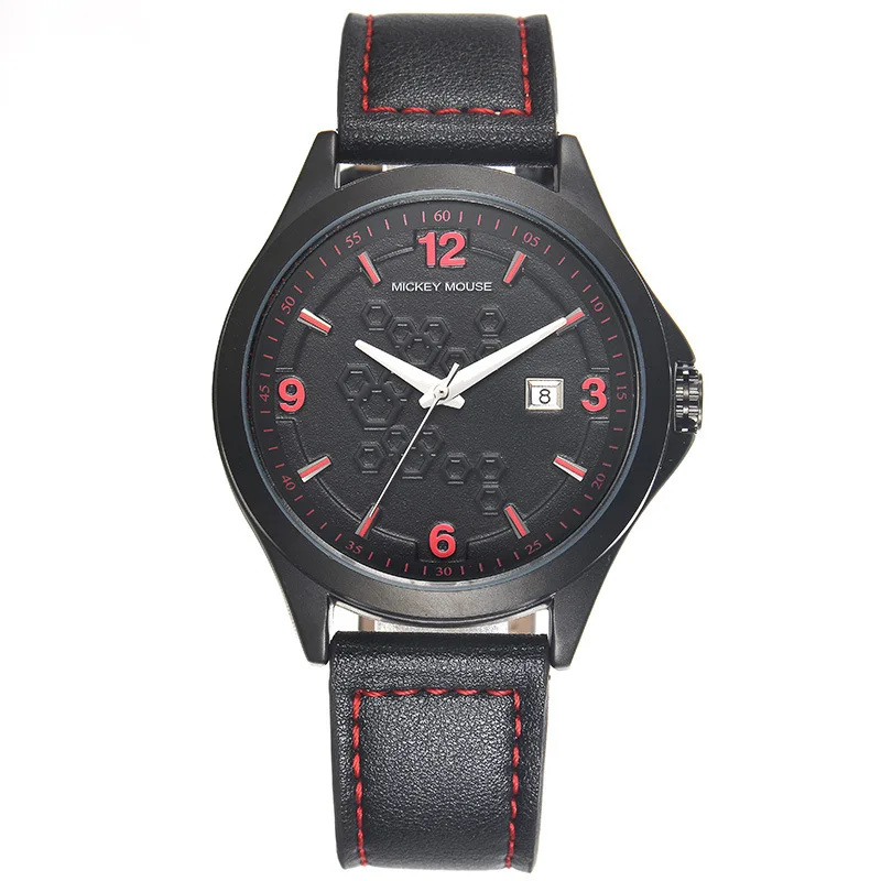 man watches Disney brand mickey mouse mens balck Genuine leather quartz watches calendar waterproof casual man clocks man watches Disney brand mickey mouse mens balck Genuine leather quartz watches calendar waterproof casual man clocks