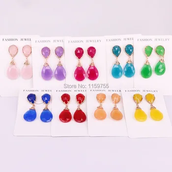 

5Pair Mix color faceted water drop natural stone dangle earrings gem stone jewelry earring