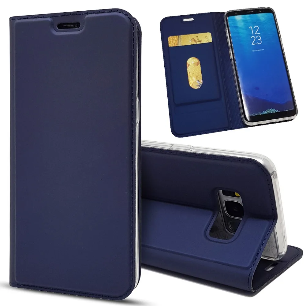 Чехол для samsung s8 ультратонкий Магнитный чехол бумажник из искусственной кожи с