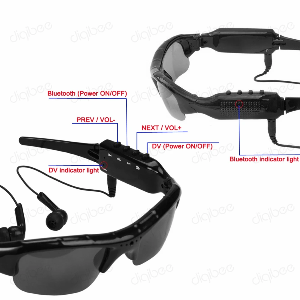 Мульти-Функция MP3 Bluetooth гарнитура наушники с микрофоном солнцезащитные очки Камера 1080 P цифровой видео Регистраторы мини Камера очки