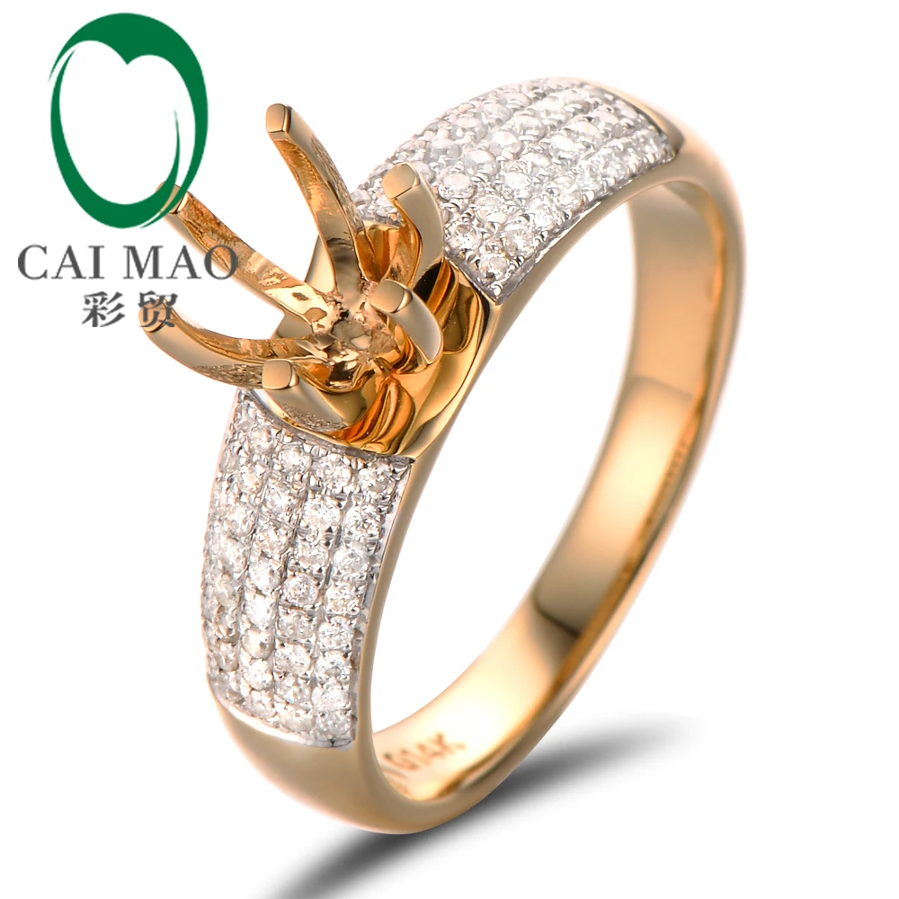 Anniverary 18 К желтое золото натуральный 0.321ct алмазное обручальное кольцо ювелирное полукрепление 7 мм круглый разрез установка