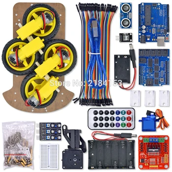 

Multi-Functional 4WD Robot Car Chassis Kits UNO R3 170 point Mini breadboard For Robot Car Assembly Kit