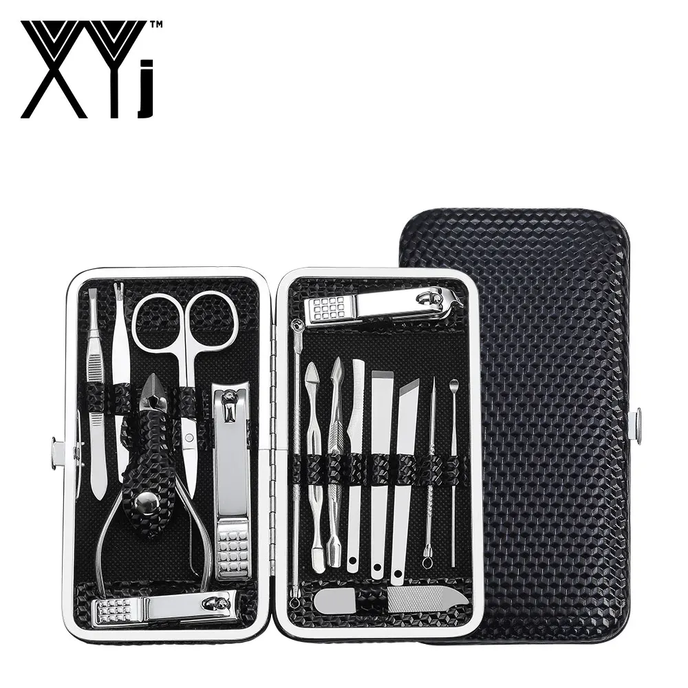 

XYj 16pcs Manicure Set Manicure Tools Pedicure Kit Nail Clipper Cutter File Nail Art Care Tools with Diamond Pattern Travel Case