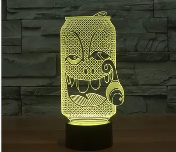 

3D Cans Shap Lamp 7 Color Changing Smiling Face Table Lamp 3d Vision Stereo Lamp Souvenir For Kids Toys Creative Small Night