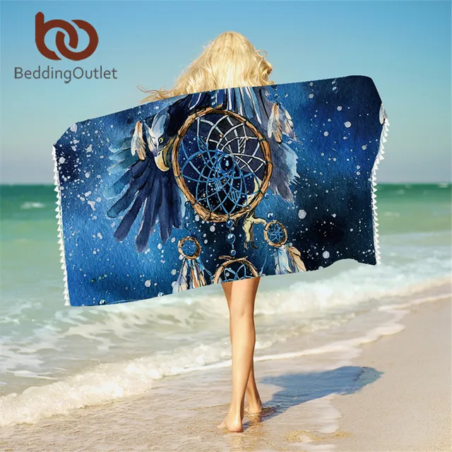 Beddingoutlet Dreamcatcher Bath Towel With Tels For Bathroom Beddingoutlet Dreamcatcher Bath Towel With Tels For Bathroom Microfiber Blue Galaxy Bald Eagle Beach Bohemian