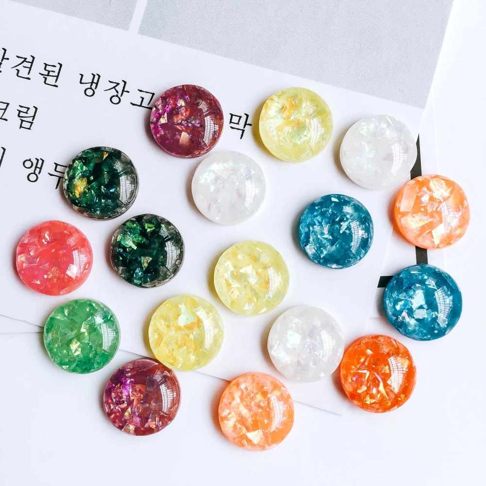 10mm 12mm Mixed Colors Resin Glass Cabochon Stone Fit Earring Pendant Base Jewelry Components Diy Material 80pcs Jewelry Findings