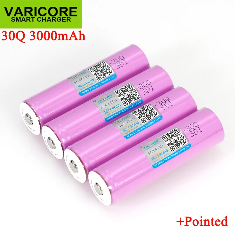 

VariCore 3.7V 18650 INR18650 30Q 3000mAh li-ion Rechargeable battery For Flashlight Batteries + Pointed