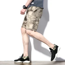 Летние Новые камуфляжные большие размеры 5xl эластичные мужские талии Свободные повседневные шорты пять мужские карго шорты