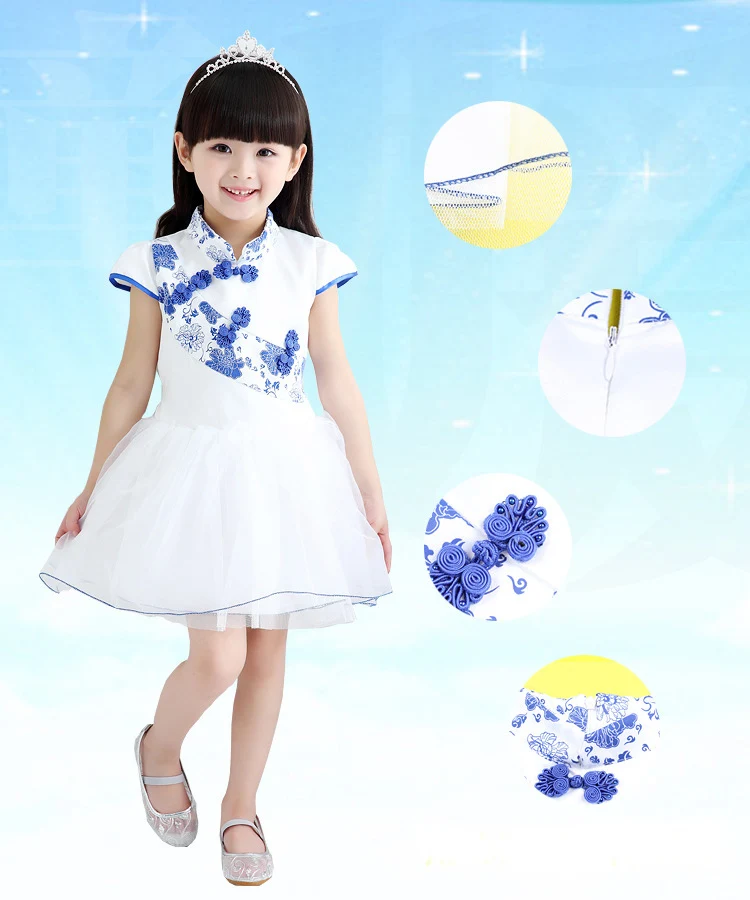 JaneyGao/Коллекция 2019 года, летнее платье с цветочным узором для девочек, детское праздничное платье в китайском стиле, новое модное милое