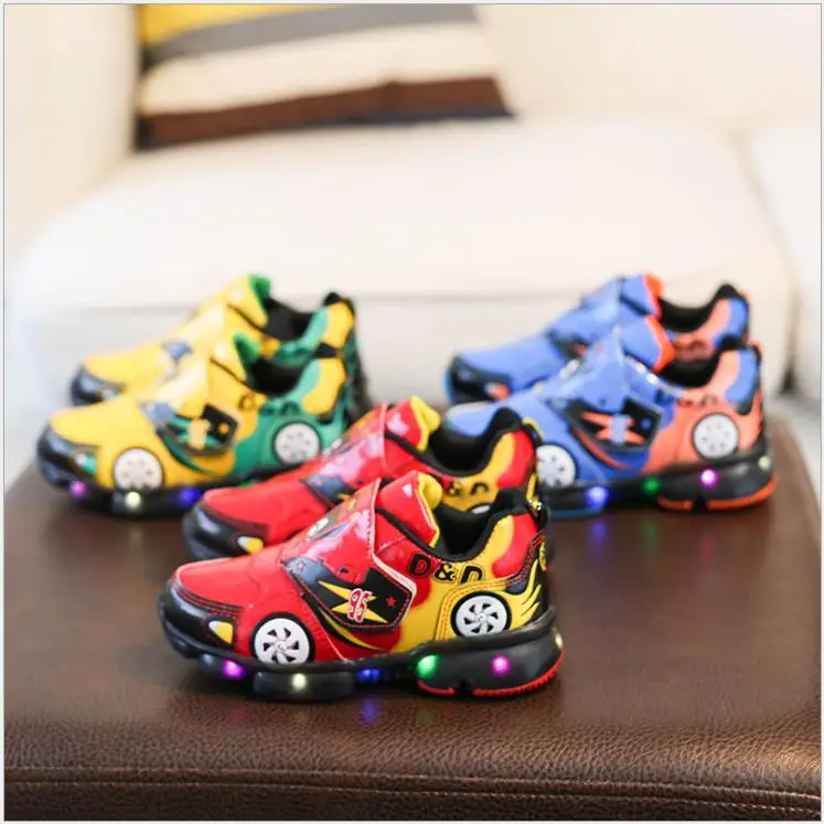 الأطفال عارضة بارد Led أحذية الربيع والخريف سيارة الفتيان أحذية رياضية الكرتون المدرسة طالب حذاء رياضة مع ضوء الاتحاد الأوروبي 24- 33