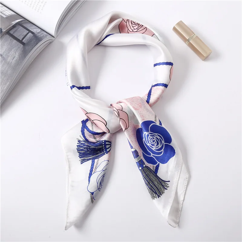 LaMaxPa 2018 Women New Fashion Square Silk Scarf F Pattern High Soft Satin Scarf Elegant Hair Tie Band Neckerchief