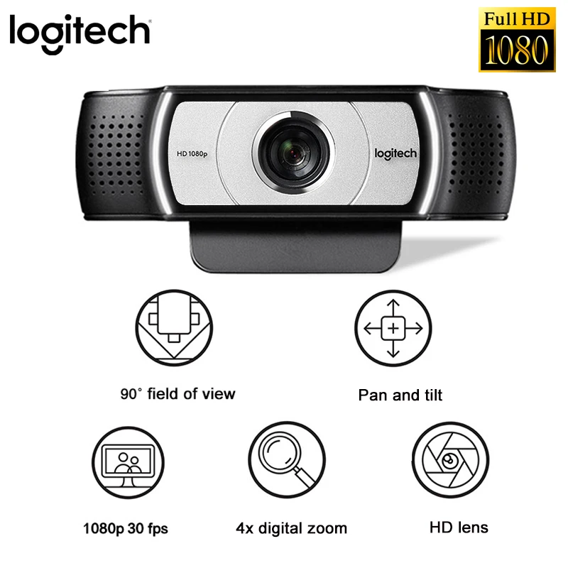 

Original Logitech C930e HD Smart 1080P Webcam with Cover for Computer Zeiss Lens USB Video camera 4 Time Digital Zoom Web cam