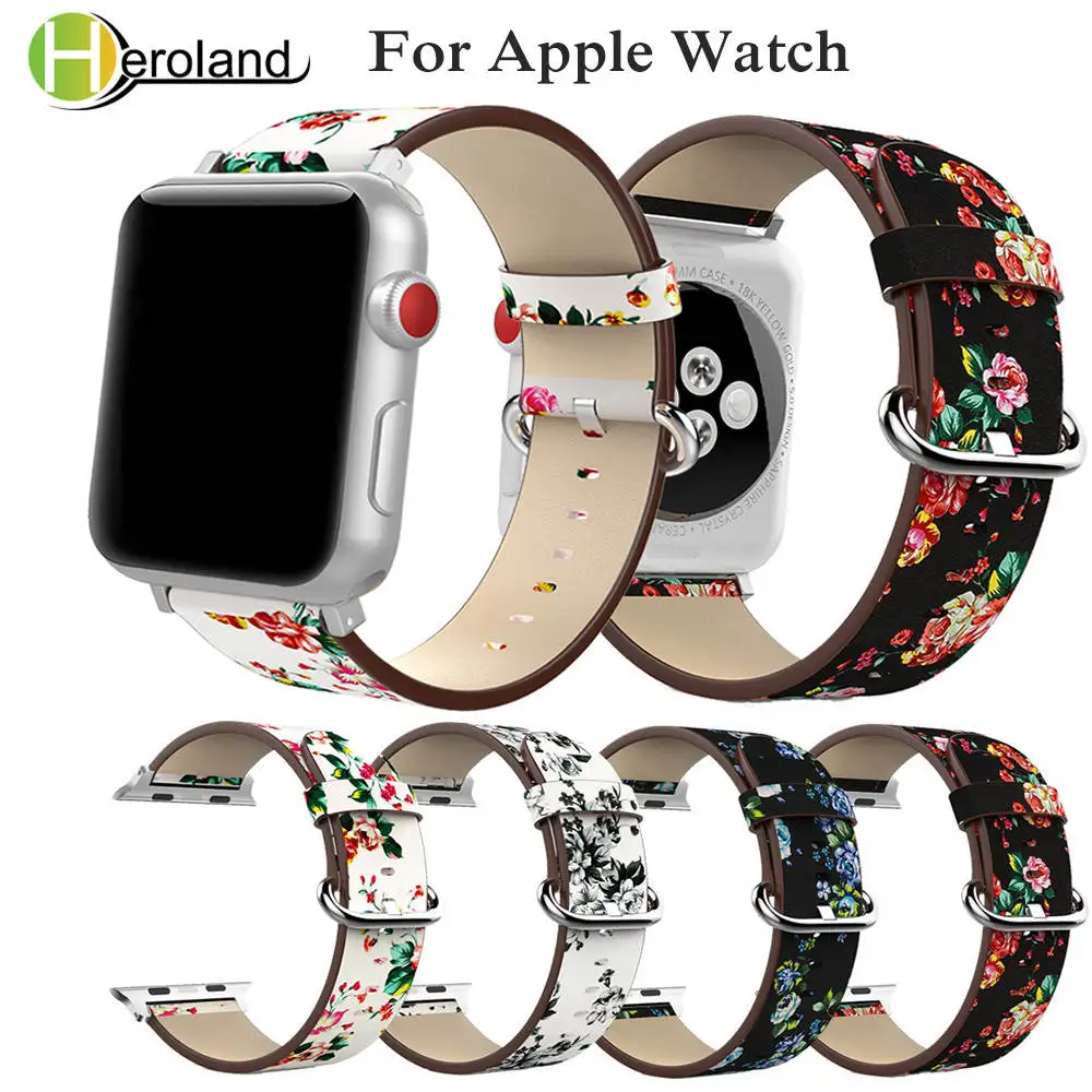 Ремешок кожаный для Apple Watch 38 мм 42 40 44 сменный Браслет iwatch series 4 3 2 1 Роскошный Ретро