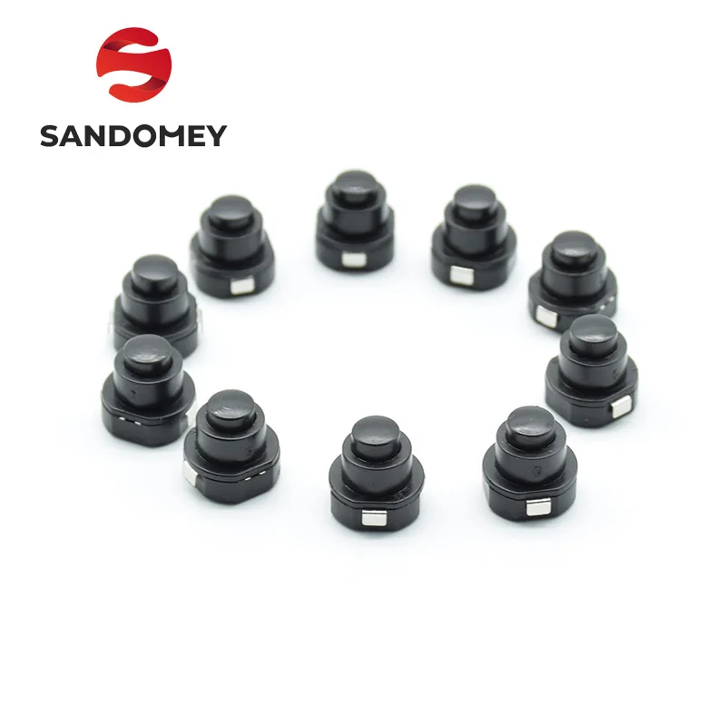 

10pcs/lot Flashlight Torch Part Round Push Button Switch Black DC 30V 1A 10mm x 10mm (D*H)