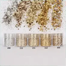 1 коробка 10 мл Лак для ногтей Блестящий порошок шампанское серебро ультра-тонкий(1 мм) порошок для ногтей блестки для украшения ногтей# FA000011