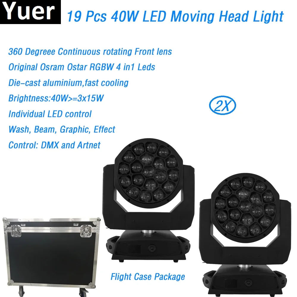 

2Pcs/Lot FlightCase Big Bee Eye Moving Head Light wash beam gobo light with zoom Osram Ostar led lamp party show DJ Disco DMX512