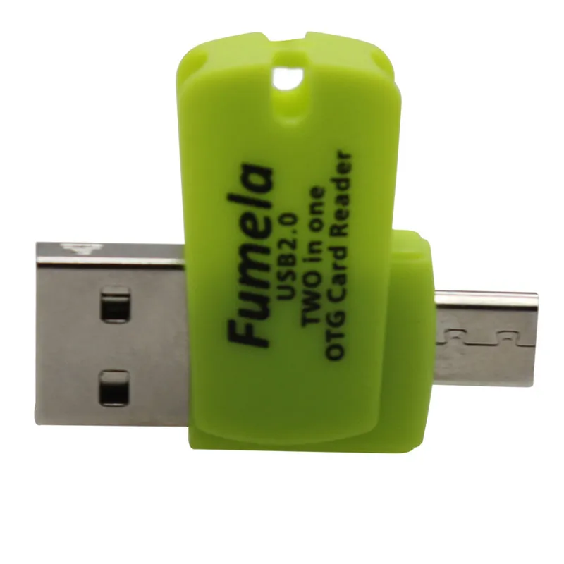 2 в 1 USB 2,0 и TF/Micro Женский к Micro USB Мужской OTG кардридер адаптер Зеленый