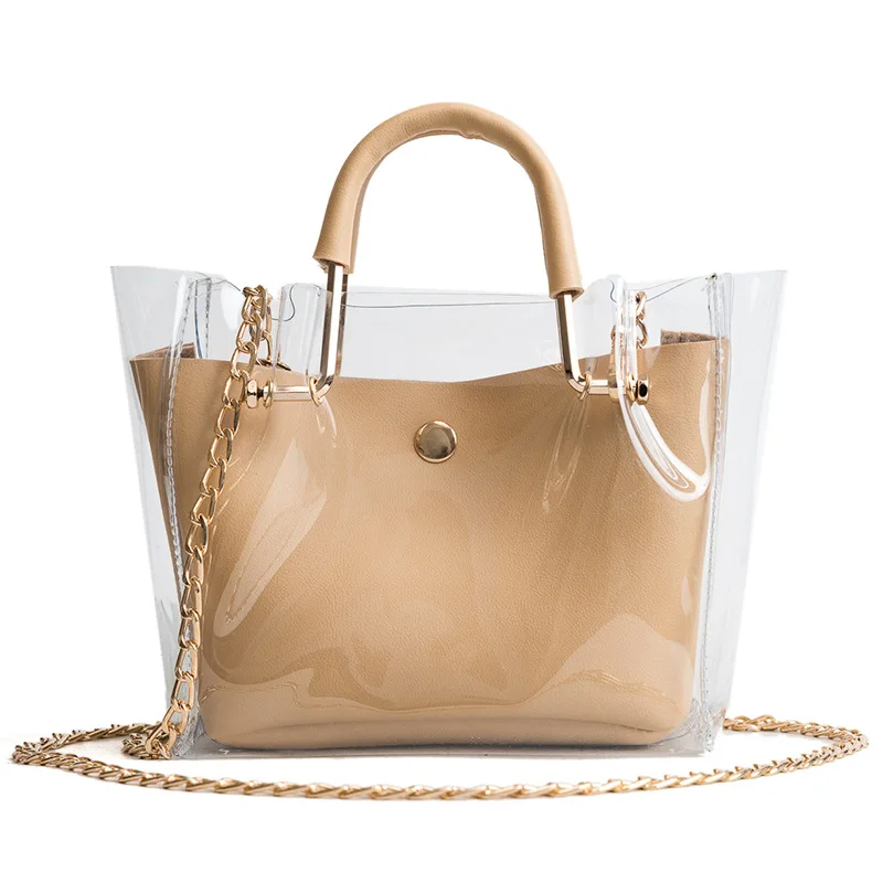 

Summer bags for women 2018 shoulder bag ladies hand bags clear designer crossbody messenger set tote bag Solid Chain Composite