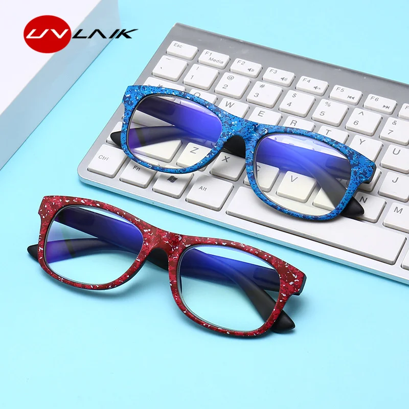 UVLAIK Fashion Anti blu ray Reading Glasses Women Transparent Anti Blue