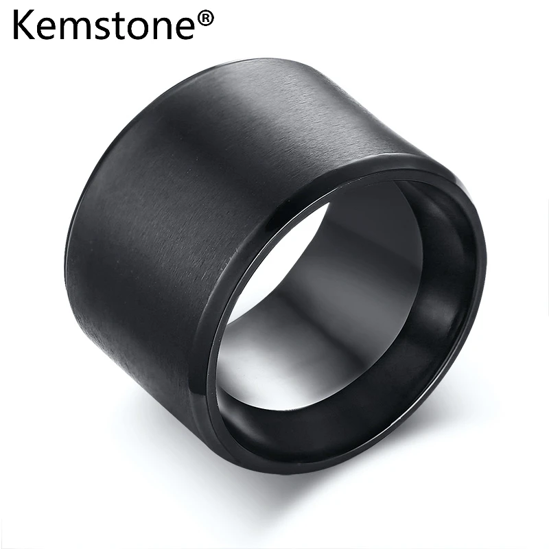 Kemstone классический 15 мм Черный Нержавеющая сталь палец кольцо ювелирные изделия подарок для мужчин