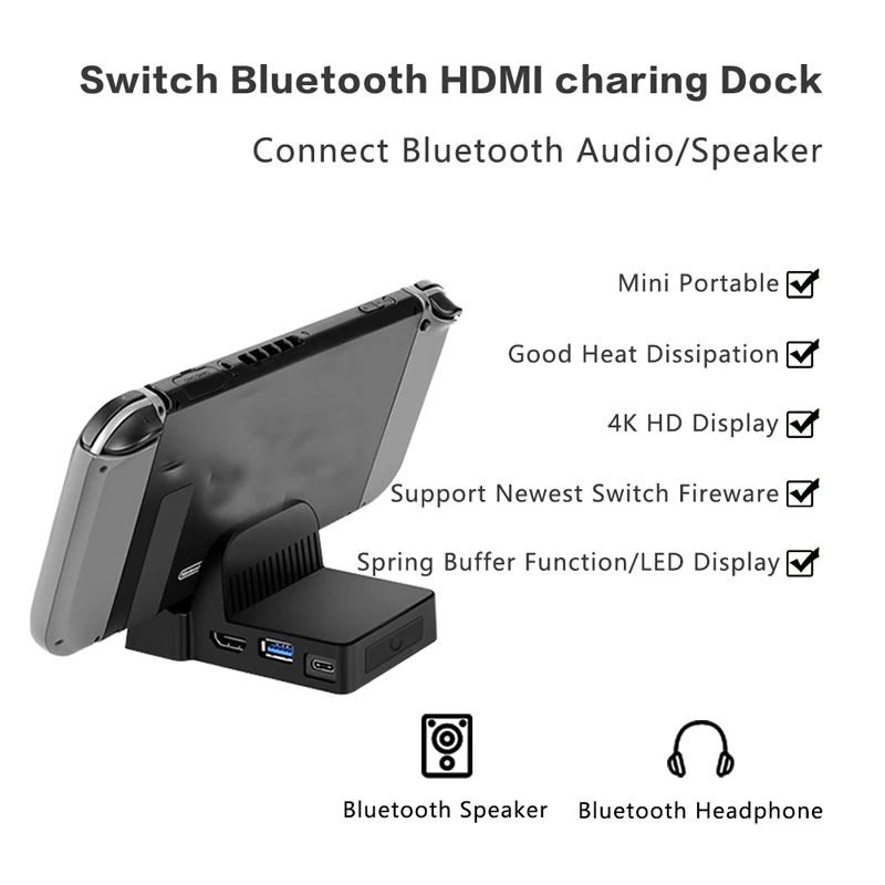 

Dealonow Mini Portable Dock Stand for NS Nintendo Switch Game support Bluetooth earphone Bluetooth speaker